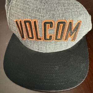 Volcom Heather Gray and Black Cap with Orange Logo